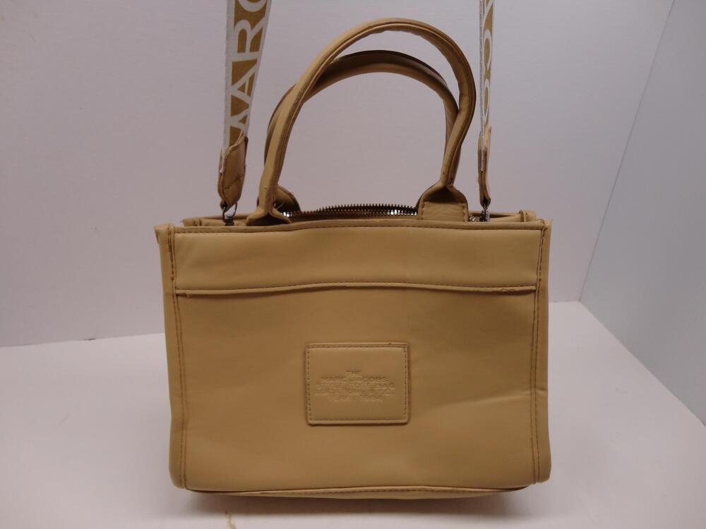Marc Jacobs Tote Bag Womens Small Beige Leather Zip Shoulder Purse The Tote Bag